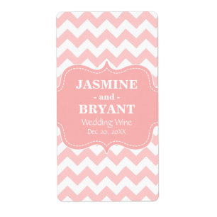 Bouteille de vin de mariage à motif chevron rose C