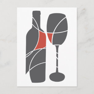 Bouteille de vin et carte postale en verre