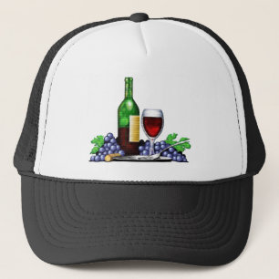 Bouteille de vin et casquette en verre