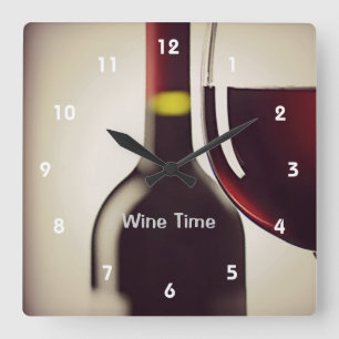 Bouteille de vin et verre Design Horloge murale