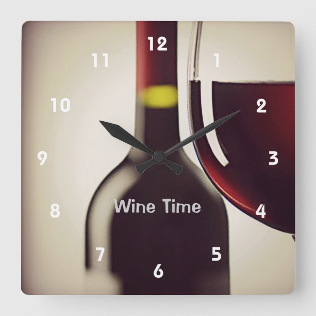 Bouteille de vin et verre Design Horloge murale (Recto)