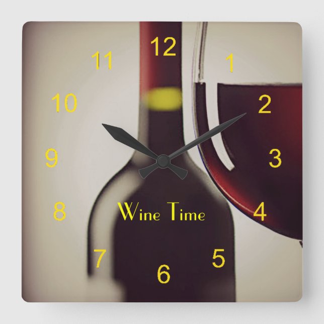 Bouteille de vin et verre Design Horloge murale (Recto)