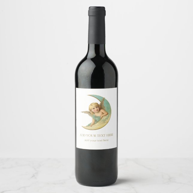 BOUTEILLE DE VIN ÉTIQUETTE : ANGE VICTORIEN ET LUN (Devant)