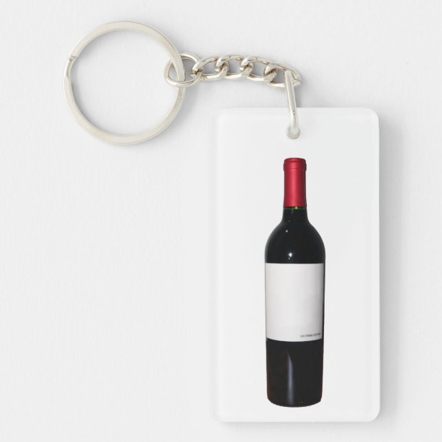 Bouteille de vin (Étiquette blanc) Porte - clé acr (Devant)