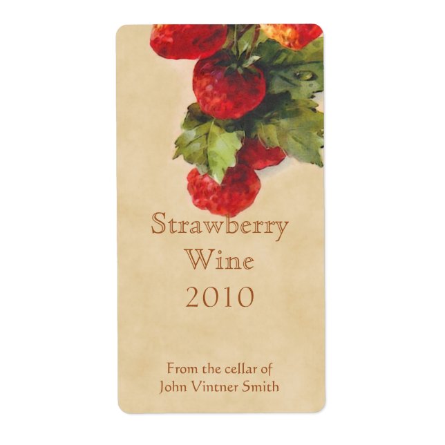 Bouteille de vin fraise étiquette (Devant)