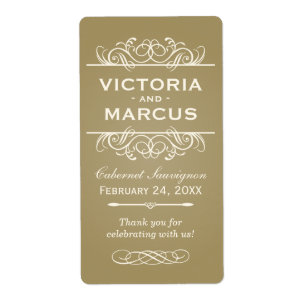 Bouteille de vin Mariage antique Monogramme Favori