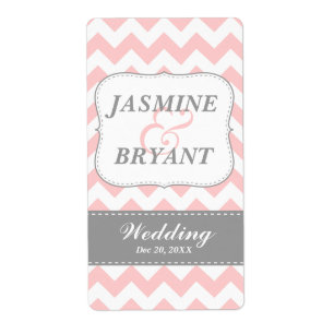 Bouteille de vin mariage rose Chevron Motif Favori