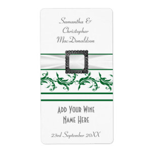 Bouteille de vin mariage vert clair et blanc