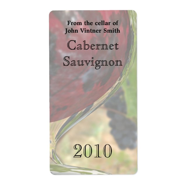 Bouteille de vin rouge étiquette (Devant)