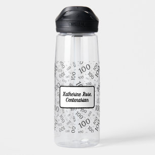 Bouteille D'eau 100e anniversaire noir et blanc Motif de nombre al