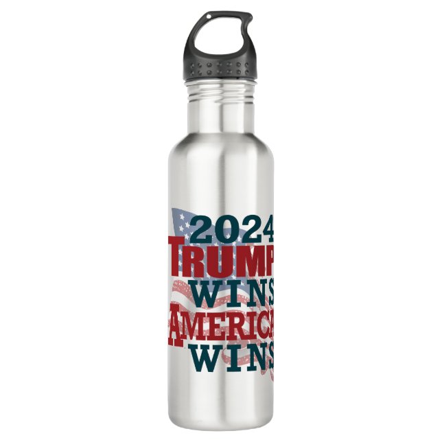Bouteille D'eau 2024 Trump gagne - l'Amérique gagne (Devant)