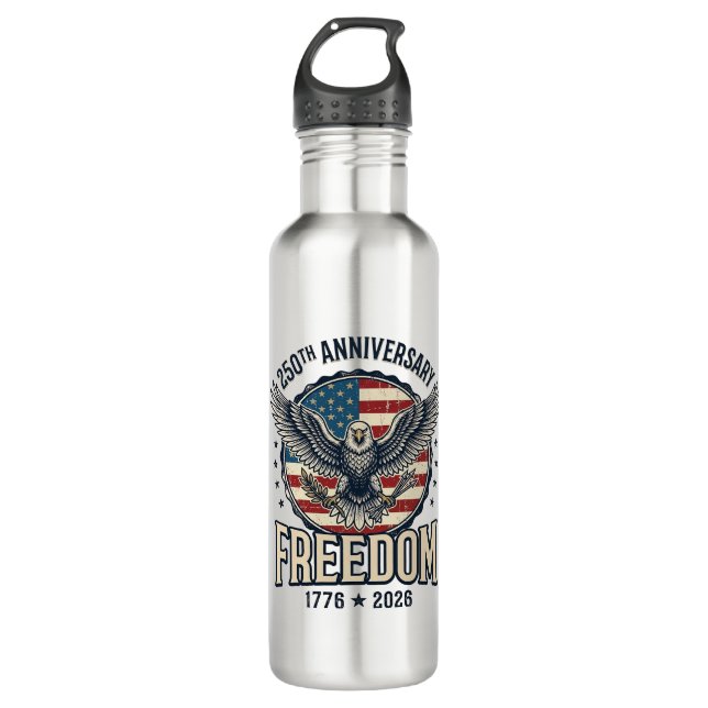 Bouteille D'eau 250th Anniversary Freedom Eagle Patriotic Vintage  (Devant)