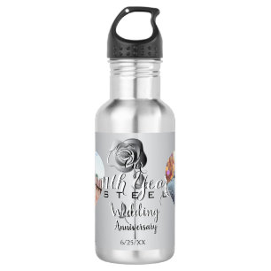 Bouteille D'eau 2 Photos11e anniversaire de Mariage Rose en acier 