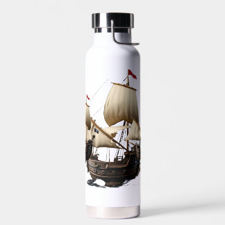 Bouteille D'eau 3D Cartoon Galleon with Pirate Flag