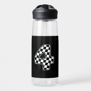 Bouteille D'eau 4e anniversaire À damiers numéro 4 Voiture Racing 