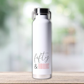 Bouteille D'eau 50 ans et Fabuleux 50e Anniversaire Moderne Script