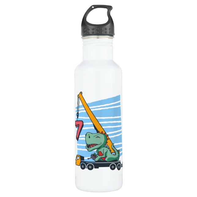 Bouteille D'eau 7 years 7th Birthday Mobile Crane Dinosaur (Devant)