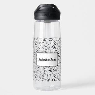 Bouteille D'eau 90e anniversaire noir et blanc Motif de nombre alé