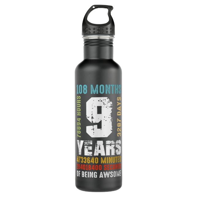 Bouteille D'eau 9 Years Being Awesome 9th Birthday Gift Boy Girl (Devant)
