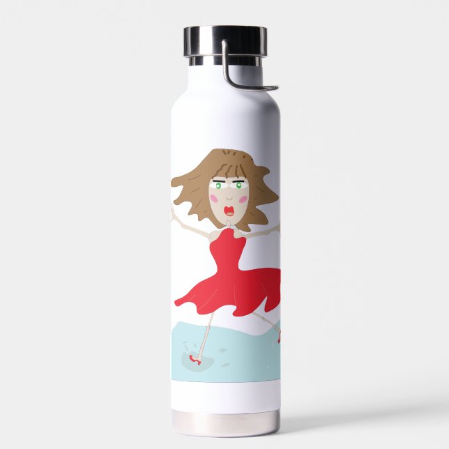 Bouteille D'eau a girl in a red dress bottle happy jumpy (Gauche)