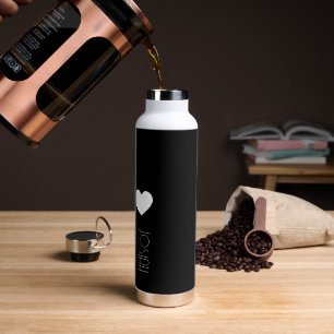 Bouteille d'eau à monogramme en forme de cœur avec