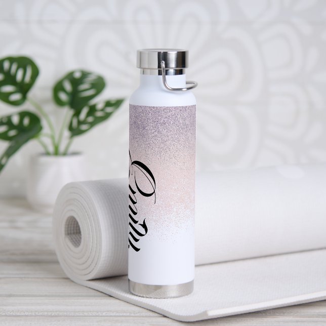 Bouteille d'eau à monogramme script avec faux stra (Yoga)