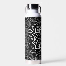 bouteille d'eau à motif abstrait noir et blanc