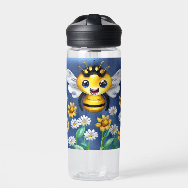 Bouteille D'eau Abeille adorable dans une aquarelle de jardin fleu (Extérieur)