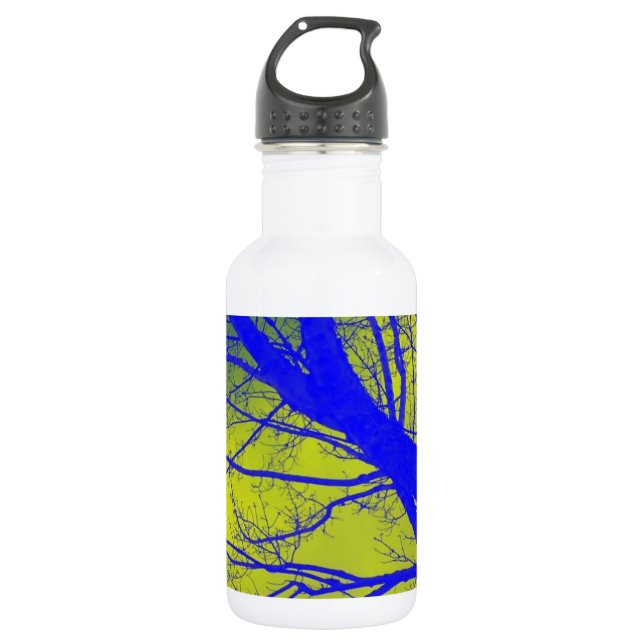 Bouteille D'eau Abrégé sur bleu lumineux arbre d'aulne (Devant)