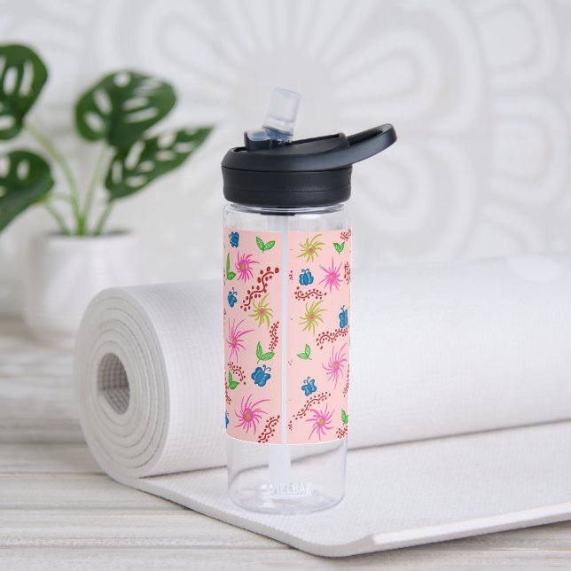 Bouteille D'eau Abstrait Floral Mandala Motif Design rouge (Yoga)