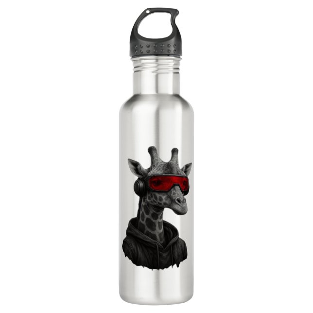 Bouteille D'eau Abstraite girafe rouge et noire T-shirt classique (Devant)