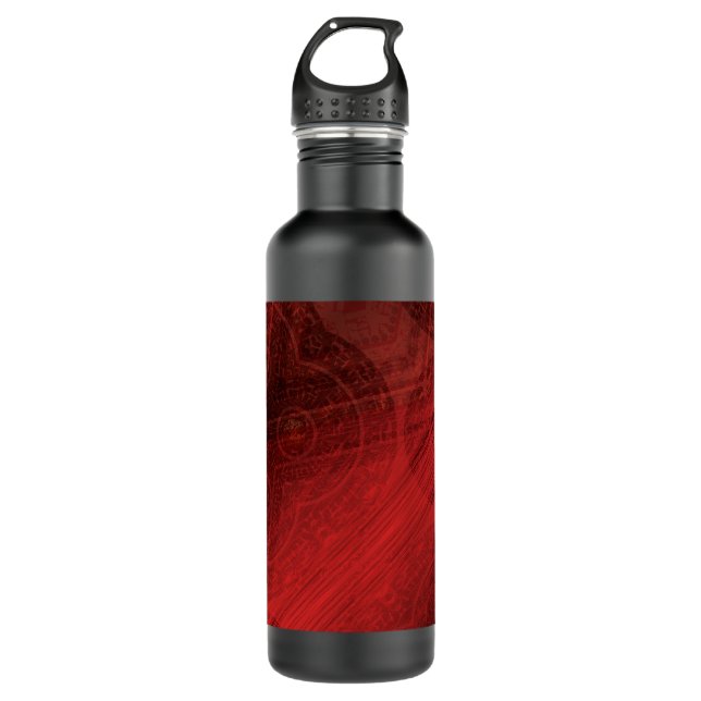 Bouteille D'eau Acceptation | Médaillons de méditation rouge (Devant)