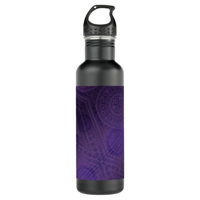Bouteille D'eau Acceptation | Médaillons de méditation violette (Devant)