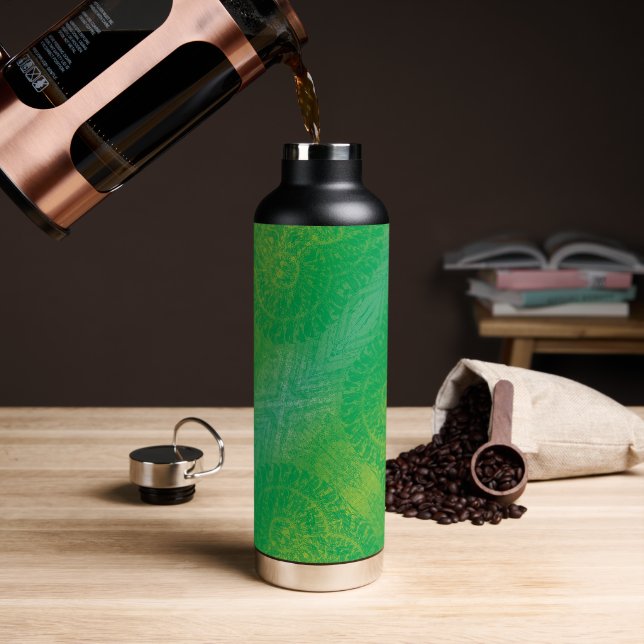 Bouteille D'eau Acceptation | Médaillons de saumons jaunes bleus (Café)