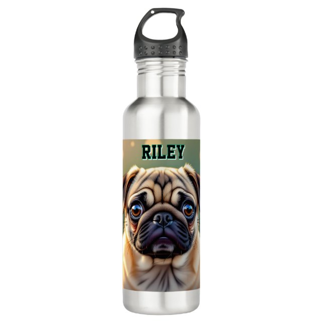 Bouteille D'eau Adorable Pug Close up | Cute Dog Personalized (Devant)