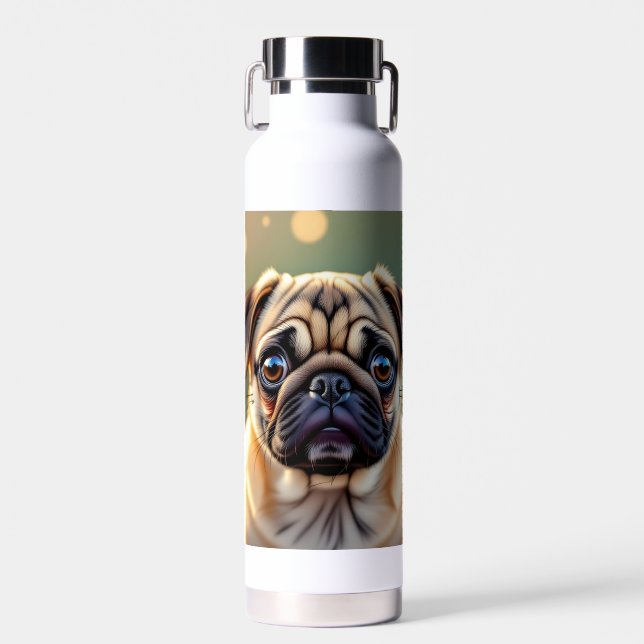 Bouteille D'eau Adorable Pug Close up | Cute Dog Personalized (Avant)