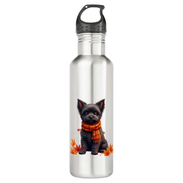 Bouteille D'eau Affenpinscher Au Coeur Fait De Feuilles D'Automne (Devant)