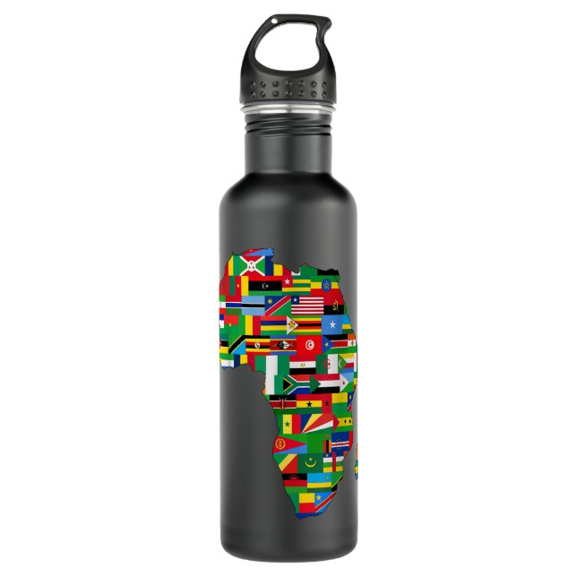 Bouteille D'eau Afrique Fiers Pays Africains Drapeaux Continent Am (Devant)