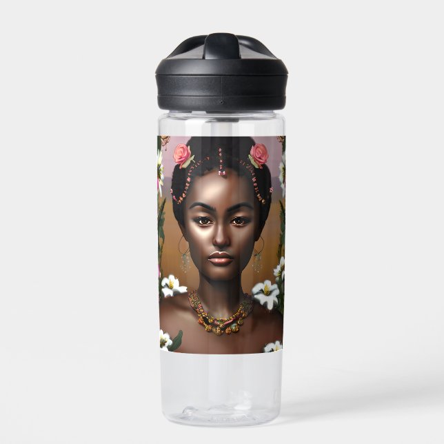 Bouteille D'eau Afro-Américaine Beauté IA Art (Extérieur)
