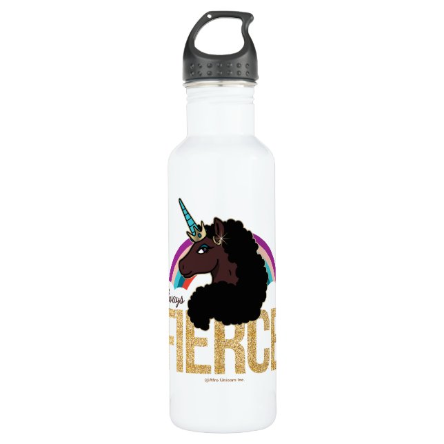 Bouteille D'eau Afro Unicorn | Magique - Toujours fière (Devant)