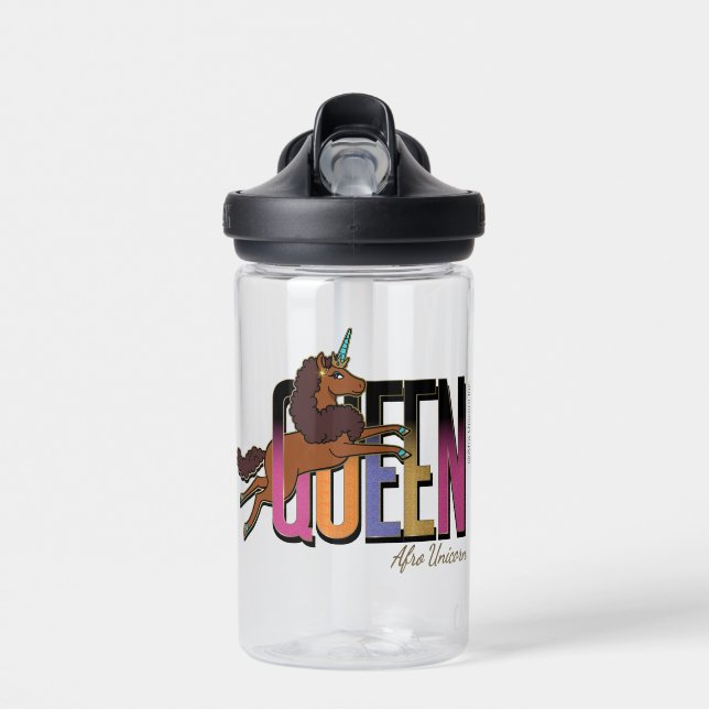 Bouteille D'eau Afro Unicorn Queen Design (Avant)