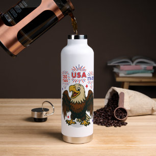 Bouteille D'eau Aigle chauve avec feux d'artifice – États-Unis 250