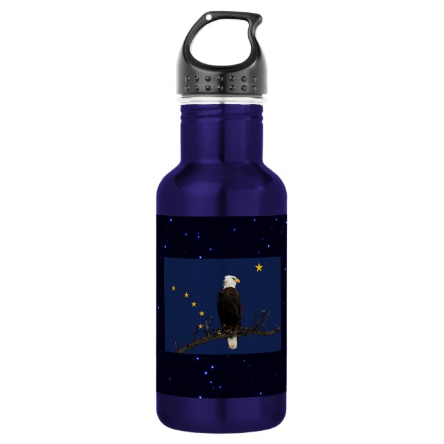 Bouteille D'eau Aigle Et Drapeau De L'Alaska (Devant)