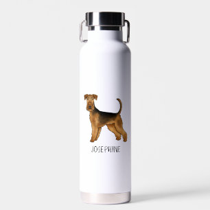 Bouteille D'eau Airedale Terrier Cute Dog Bingley Terrier Et Nom
