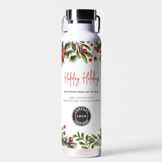 Bouteille D'eau Ajouter le logo d'entreprise et l'adresse Noël (Avant)