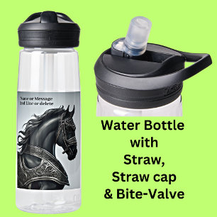 Bouteille D'eau Ajouter un message de nom, Cheval Noir Fort avec A