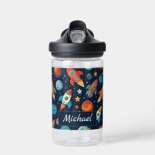 Bouteille D'eau Ajouter votre nom Cool Rocket Ship Space and Plane