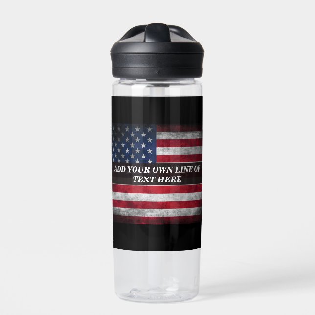 Bouteille D'eau Ajouter votre texte sur le drapeau américain (Extérieur)