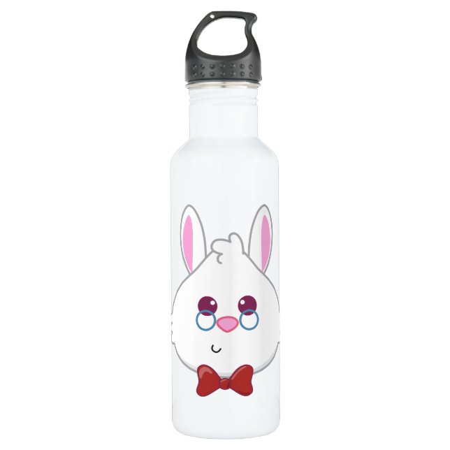 Bouteille D'eau Alice au pays des merveilles| Emoji du lapin blanc (Devant)