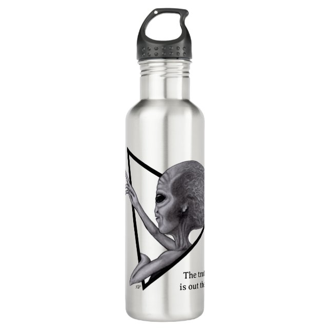 Bouteille D'eau Alien gris, la vérité est là (Devant)